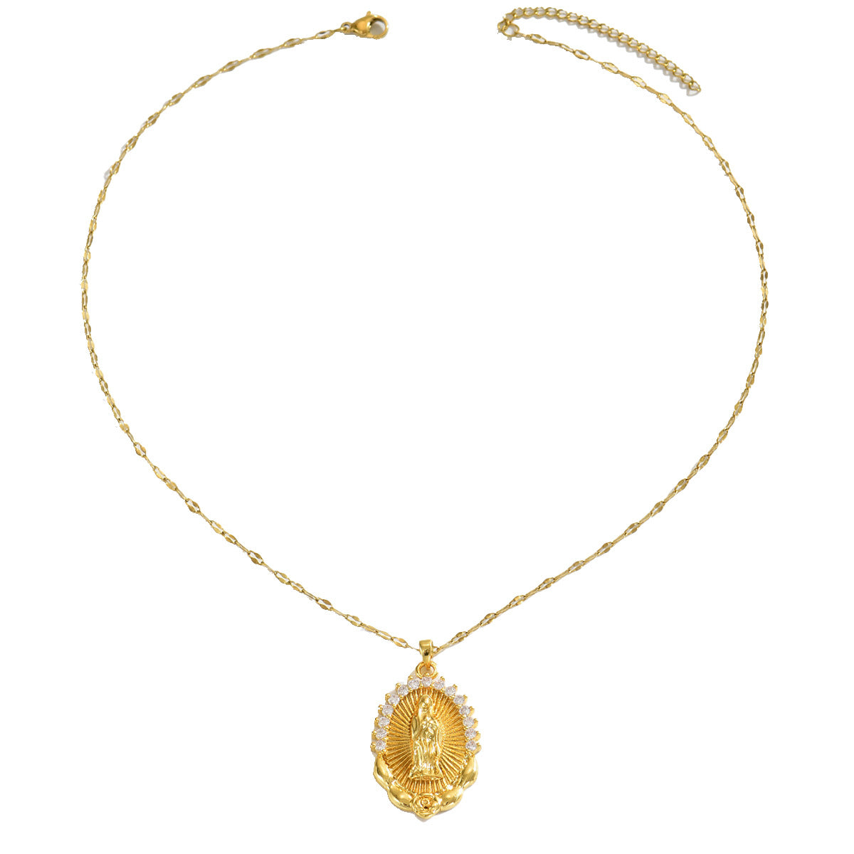 Collar vintage con colgante geométrico para mujer con incrustaciones de circonitas en cadena de cobre