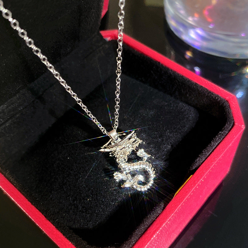 Sporty Sweet Micro-Set Cubic Zirconia Fruit Square Pendant Titanium Steel Cable Chain Necklace