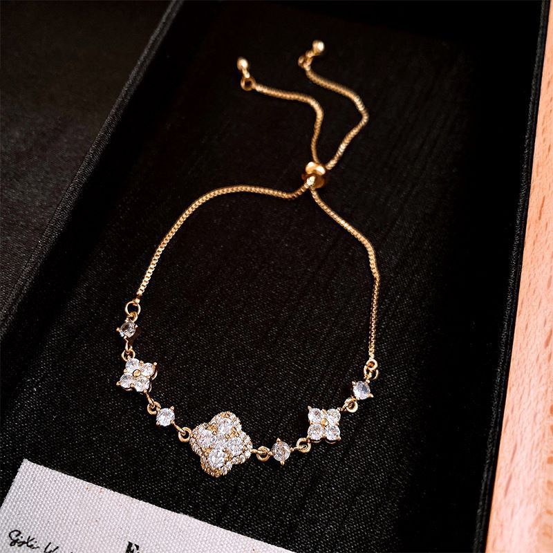 Luxury Elegant Geometric Alloy Plated Bracelet with Cubic Zirconia for Women