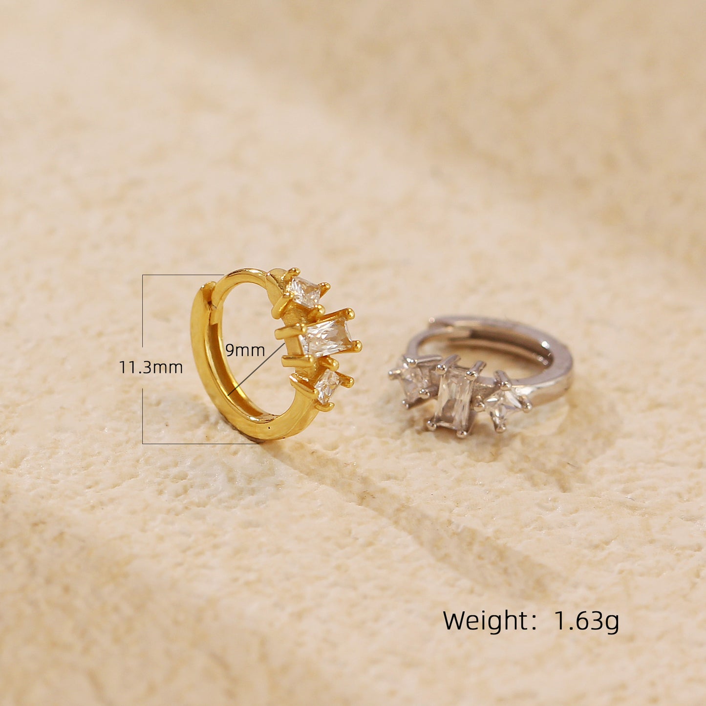 Elegant Minimalist 925 Sterling Silver Geometric Cubic Zirconia Earrings for Women