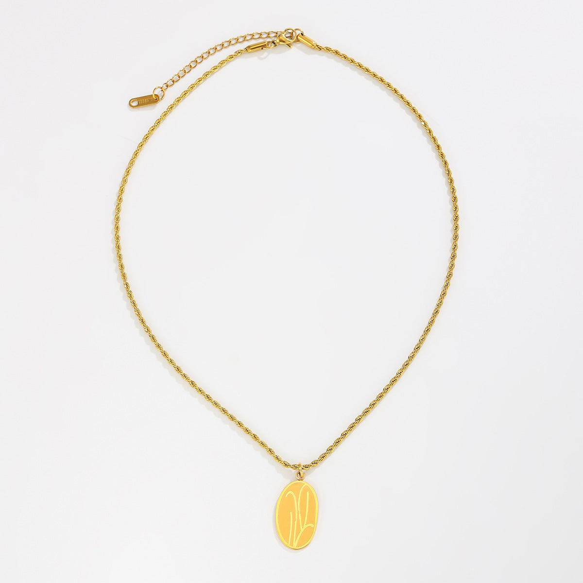 Minimalist Geometric Round Pendant Stainless Steel 18K Gold Plated Snake Chain Rope Chain Necklace for Women