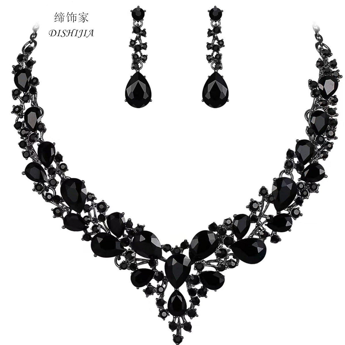 Elegante Parure di Gioielli Lusso a Goccia con Strass per Donna, con Lega Placcata, Catena a "O", Orecchini e Braccialetto Coordinati