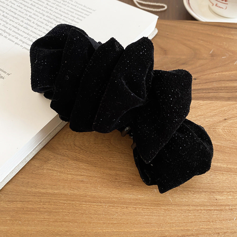 Elegante Fermaglio per Capelli Floreale in Acrilico e Tessuto da Donna con Chiusura a Squalo, Stile Lusso Minimalista per Ufficio o Uso Quotidiano