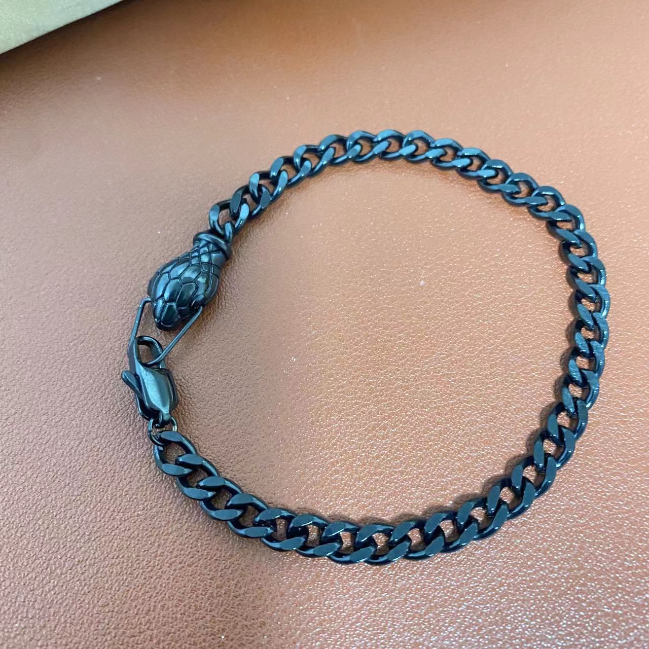 Minimalist Luxury Snake-Shaped Titanium Steel Anklet and Bracelet Set with Plated Finish for Unisex Wear