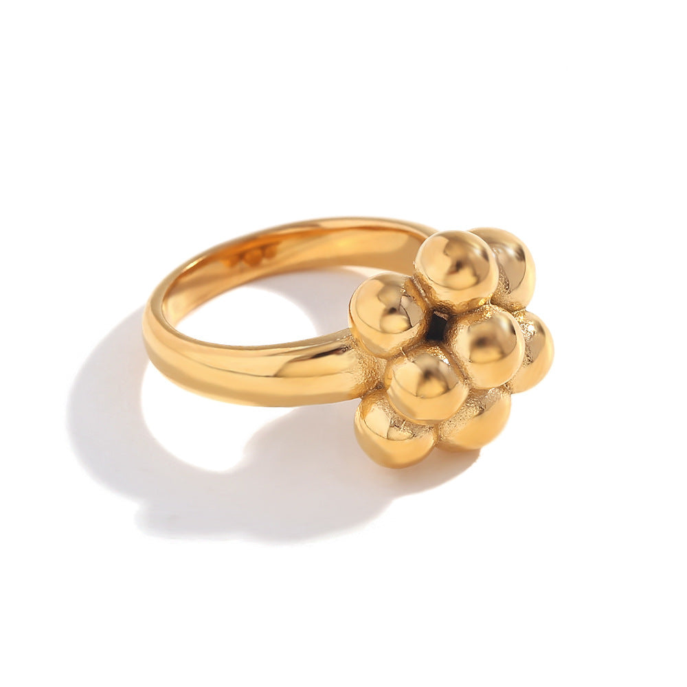 Anello da donna creativo geometrico in acciaio inossidabile placcato oro 18K