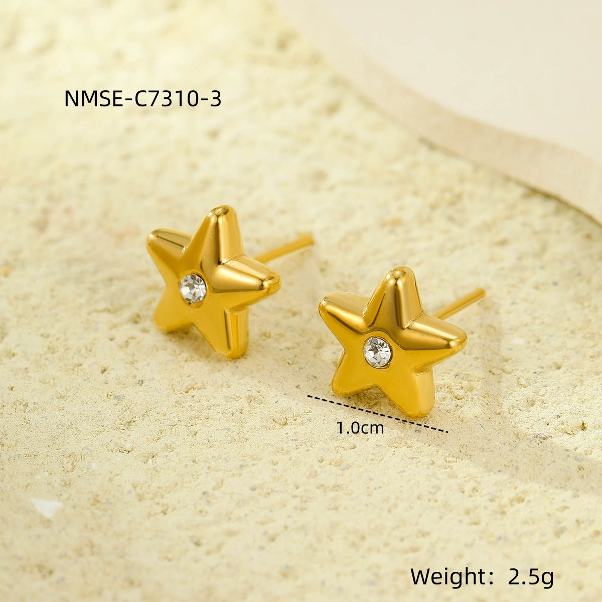 Set di orecchini a lobo minimalisti in acciaio inossidabile con fiocco e stella, con intarsio in strass, da donna