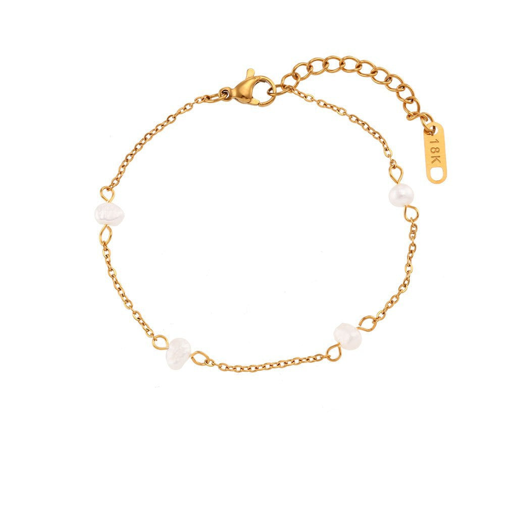 Minimalist Geometric Freshwater Pearl Necklace Set with Stainless Steel Pendant and 18K Gold Plated Snake Chain for Women