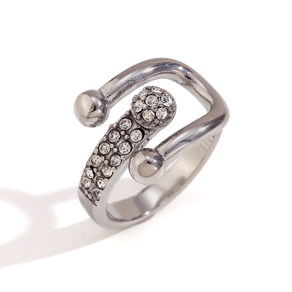 Minimalist Asymmetric Geometric Stainless Steel Ring with 18K Gold Plating for Women
