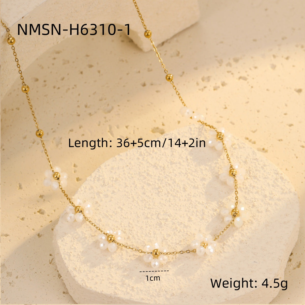 Collana alla clavicola floreale di tendenza con ciondolo geometrico in acciaio inossidabile con finitura galvanica per donna
