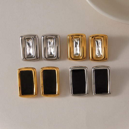 Minimalist Luxury Geometric Square Titanium Steel PVD Plated Earrings for Women