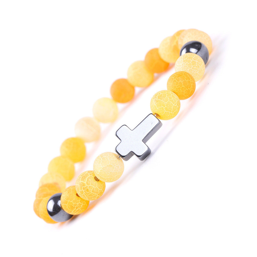 Sweet Geometric Agate Beaded Bracelet Unisex Elastic String