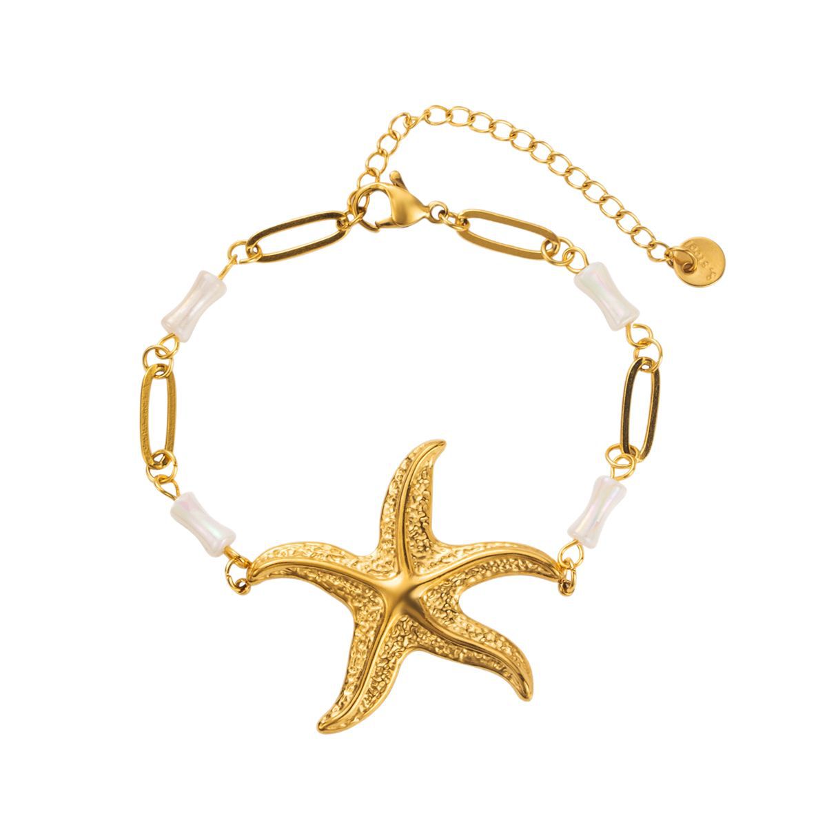 Collana con pendente a forma di stella marina vintage in acciaio inossidabile con catena a conchiglia da donna