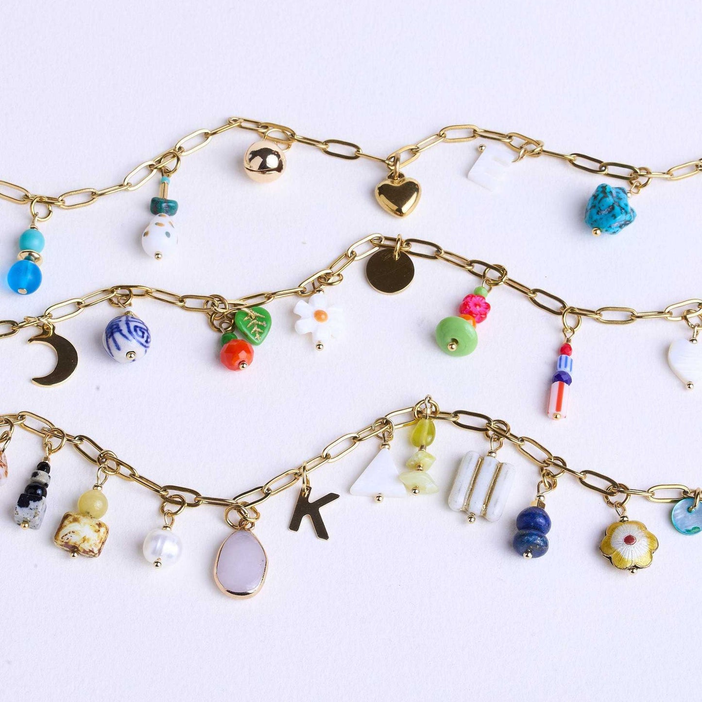Vintage 18K Gold Plated Stainless Steel Pendant Charm Bar for Women