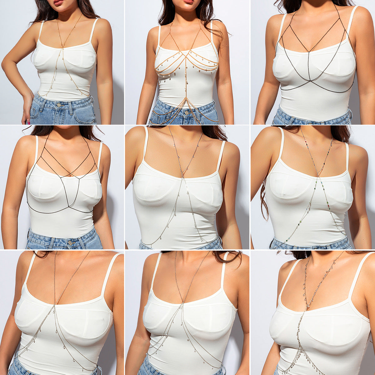 Casual Butterfly Teardrop Rhinestone Plated Brass Body Chain for Women