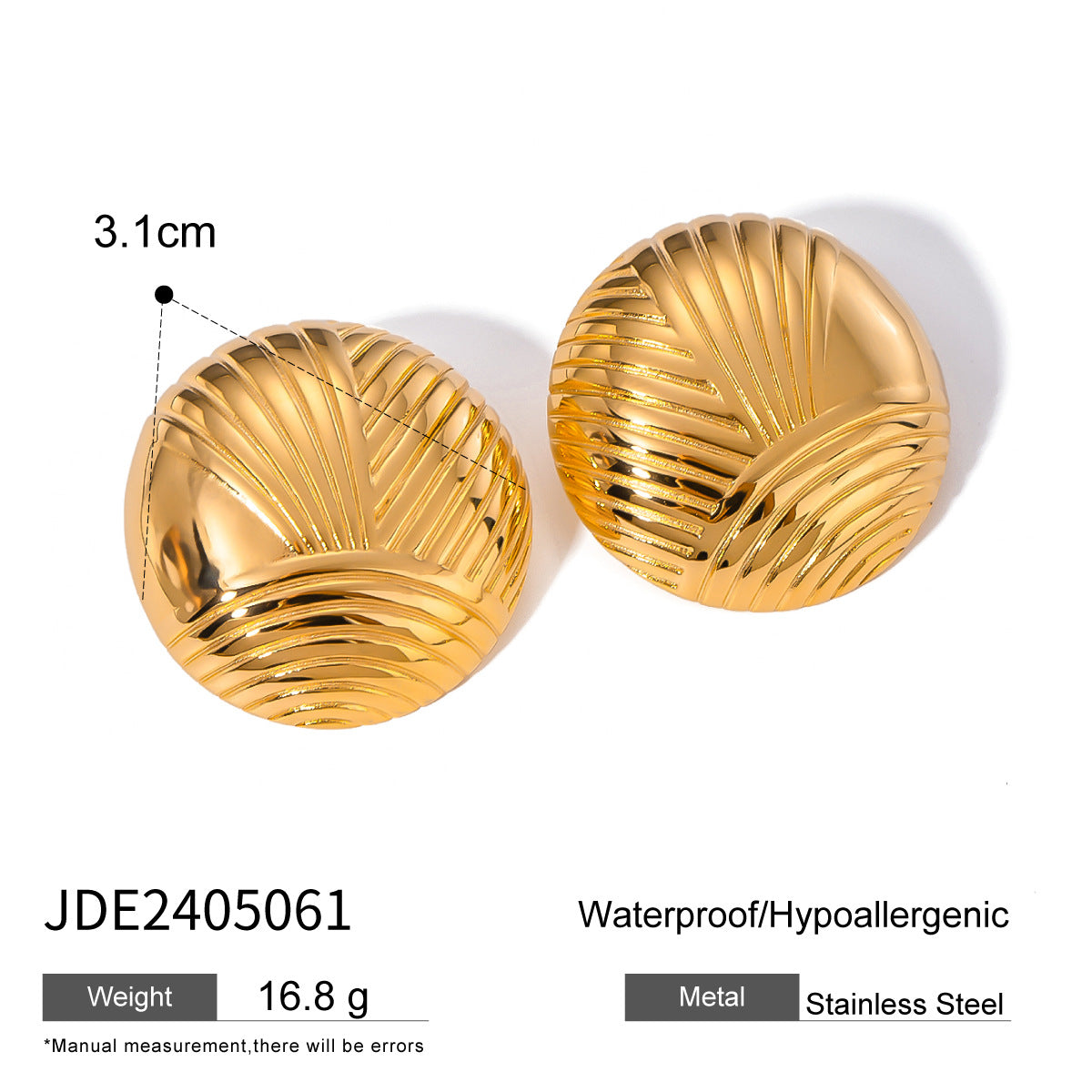 Vintage 18K Gold Plated Geometric Stainless Steel Earrings