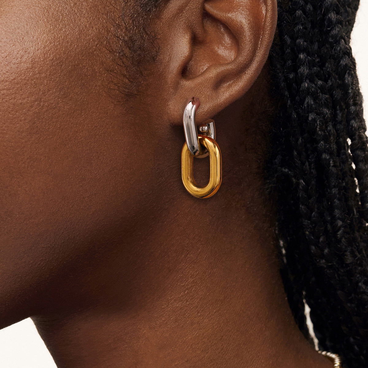 Orecchini a Cerchio Geometrici in Acciaio Inossidabile da Donna con Finitura Placcata, Gioielli Minimalisti di Lusso