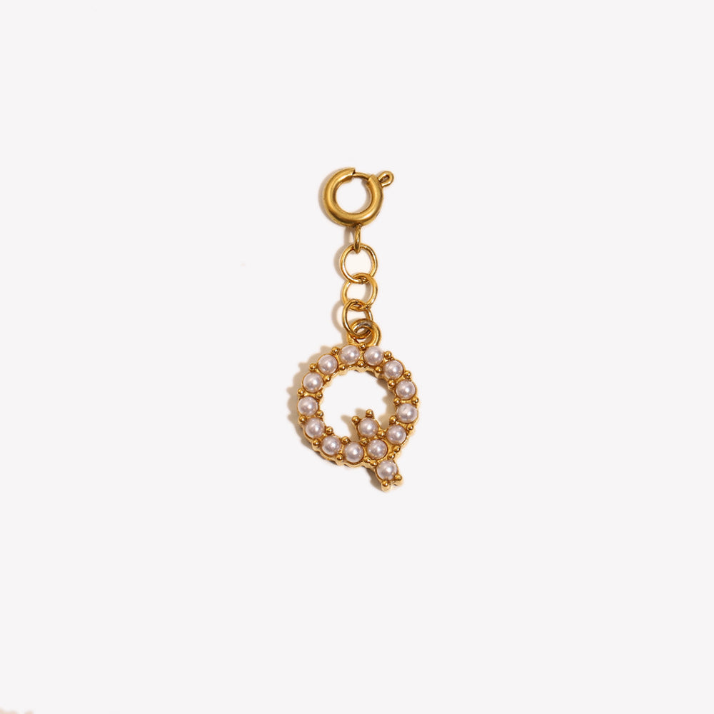 Barretta con Ciondolo a Lettera o Numero in Acciaio Inossidabile Placcato Oro 18K Minimalista da Donna