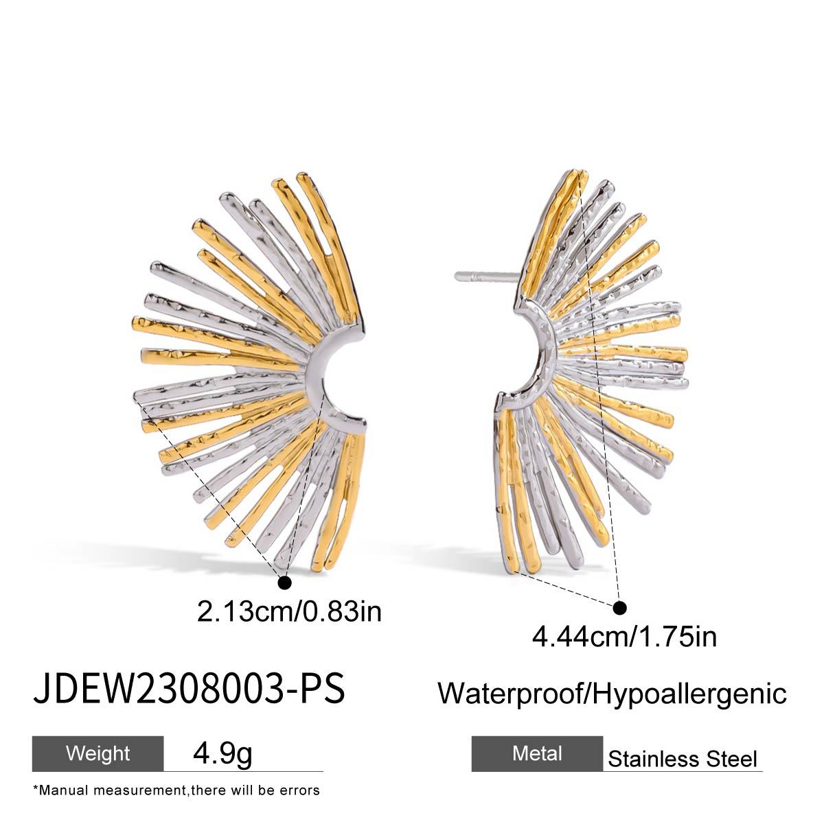 Pendientes minimalistas de acero inoxidable con forma de girasol, incrustaciones de diamantes de imitación, postes hipoalergénicos de acero de titanio, acabado chapado antideslustre
