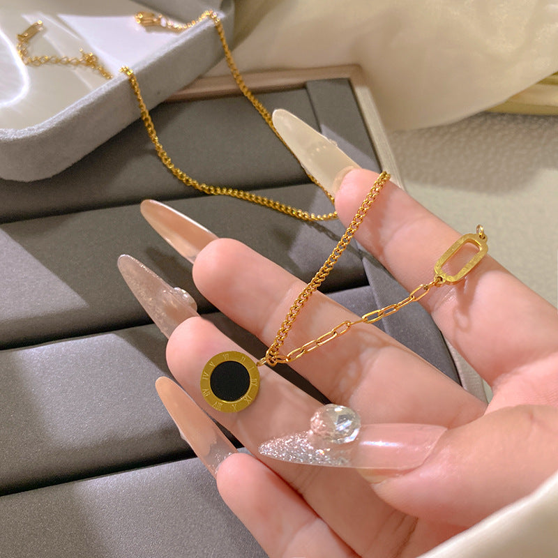 Elegant Gold Plated Round Titanium Steel Necklace for Unisex