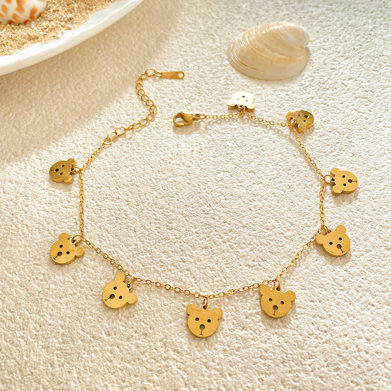Cartoon Animal Titanium Steel Plated Necklace Bracelet Set for Unisex