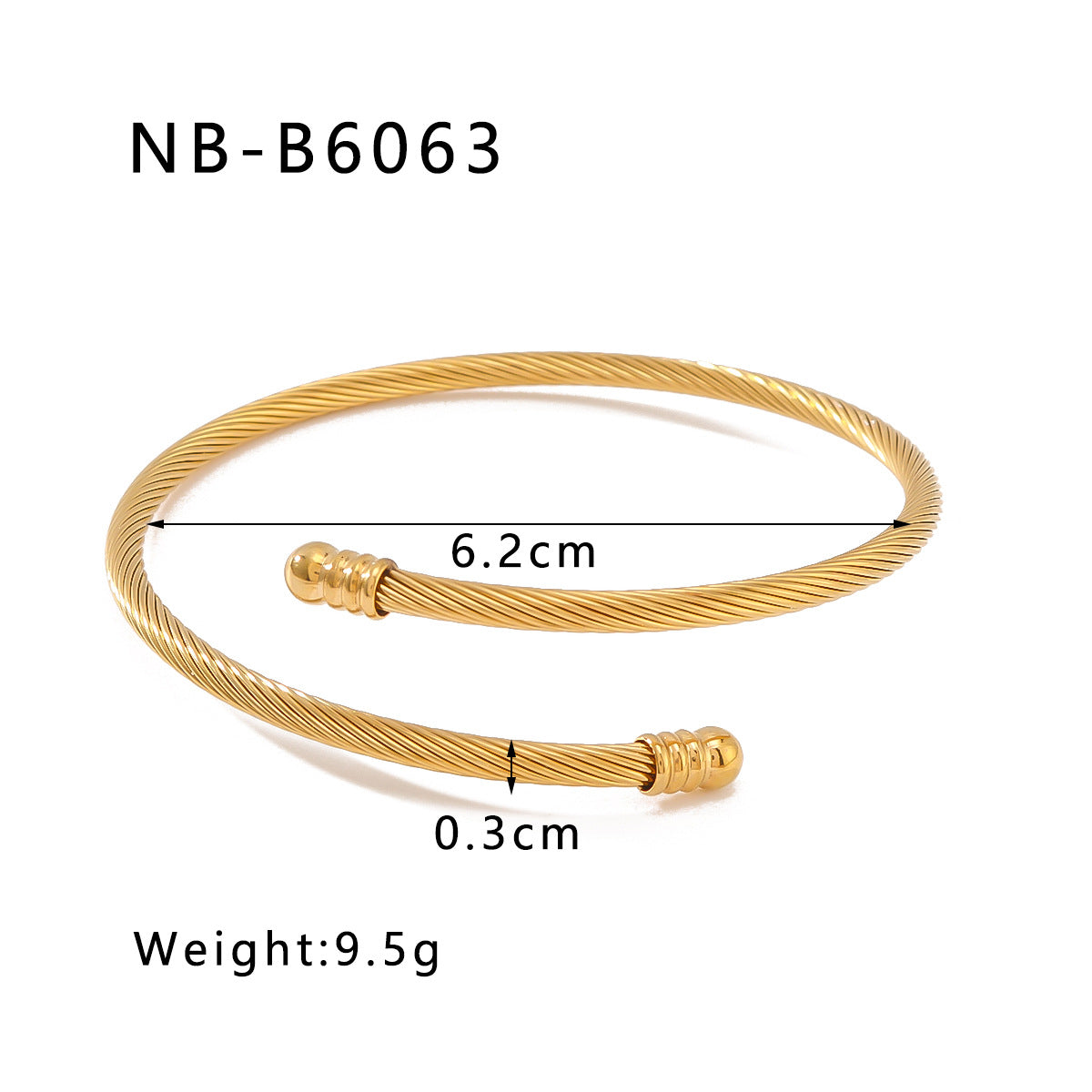 Minimalist Geometric Textured Titanium Steel Bracelet with 18K Vacuum Gold Plating for Women