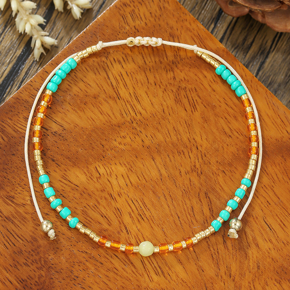Minimalist Bohemian Cross Heart Geometric Handmade Crystal Pearl Beaded Bracelet