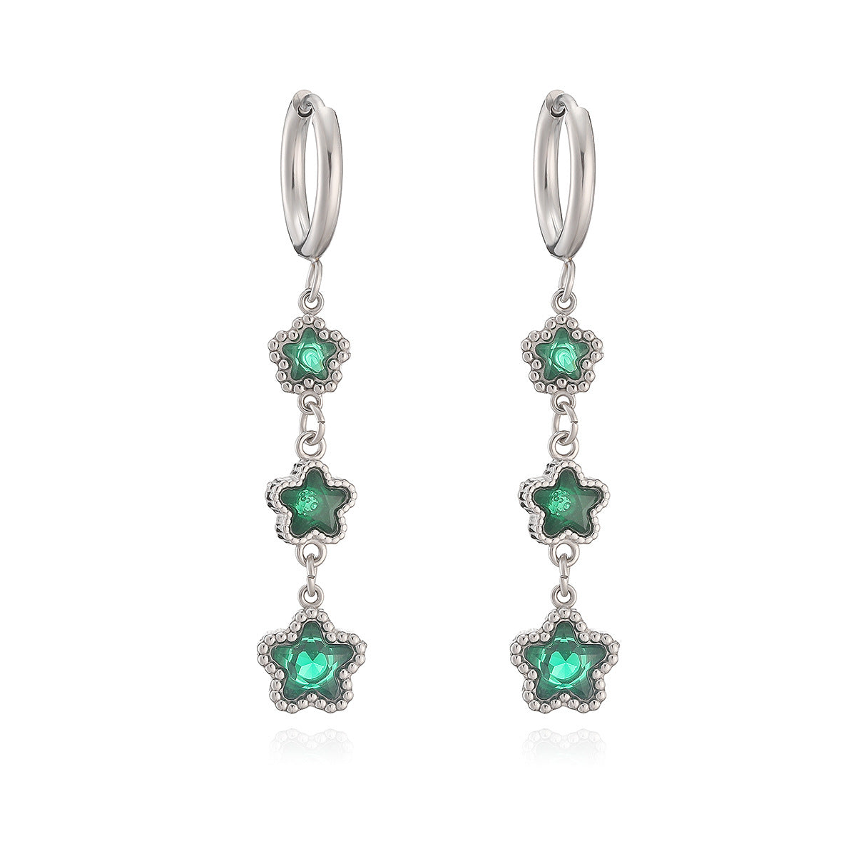 Minimalist 18K Gold Plated Star Geometric Stainless Steel Cubic Zirconia Earrings for Women
