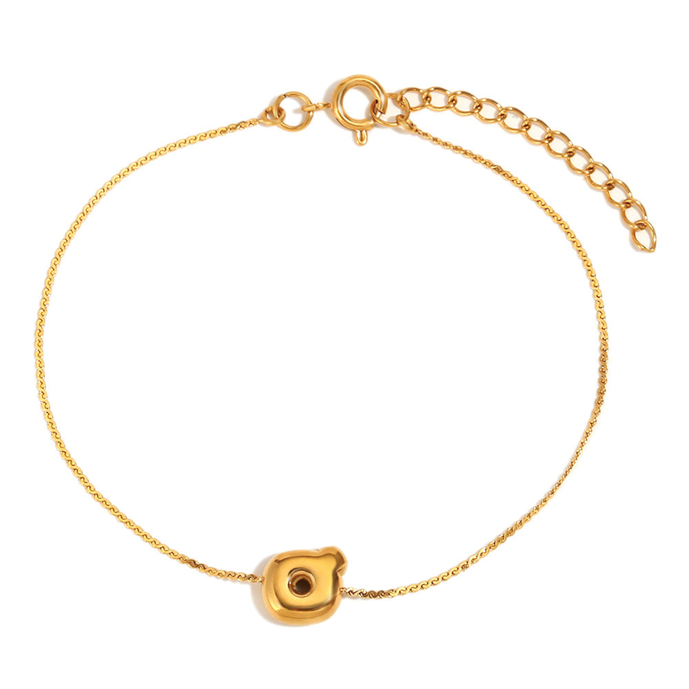 Pulsera de Burbujas para Mujer de Acero Inoxidable con Letra S Minimalista y Chapado en Oro de 18K