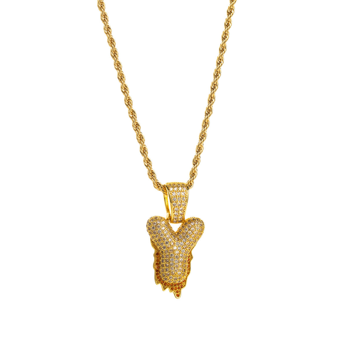 Collana con ciondolo a lettera "Sweet-Edgy" da donna in ottone con intarsio in zirconi cubici su catena a clavicola