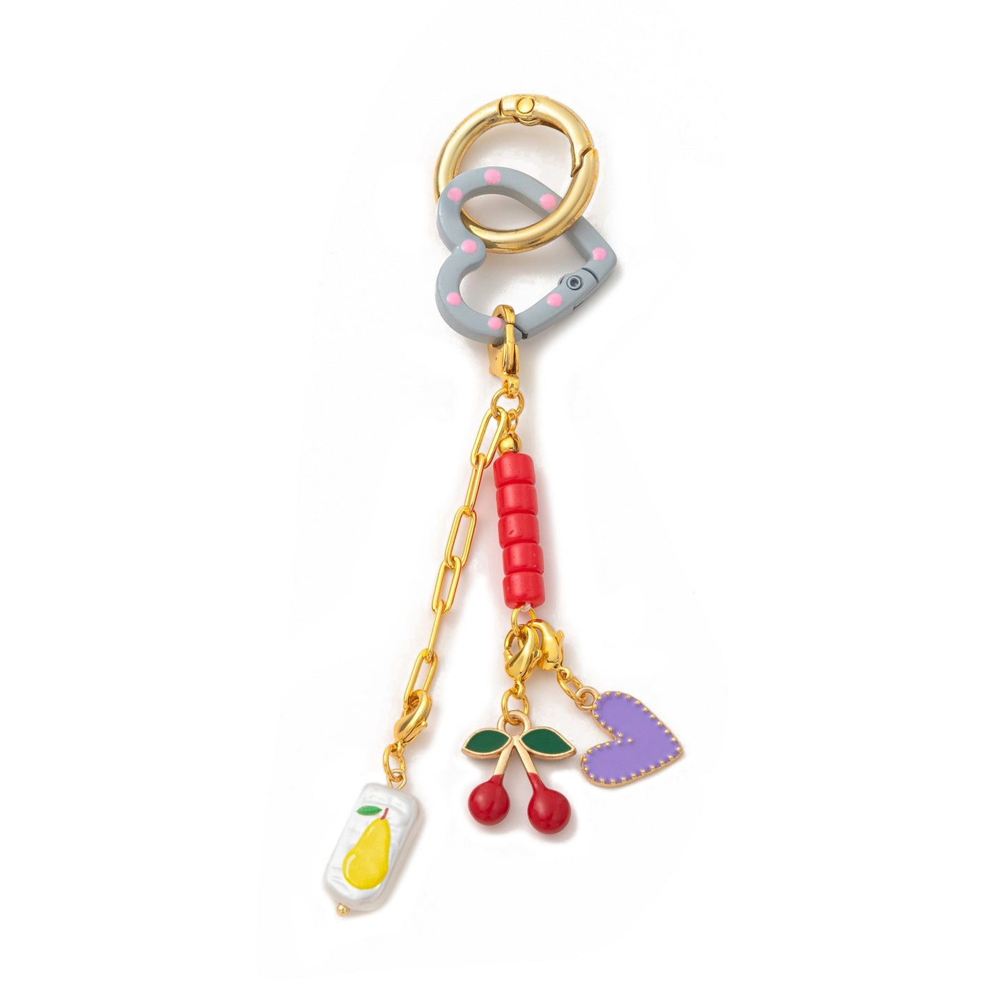 Sweet 18K Gold Plated Brass Floral DIY Charm Bar Bag Pendant Keychain