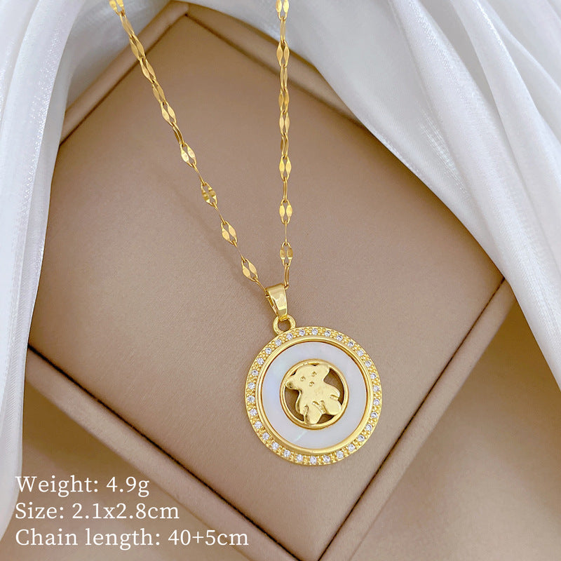 Collar de titanio con diamantes de imitación, cielo estrellado geométrico, para mujer, cadena de labios minimalista, estilo dulce