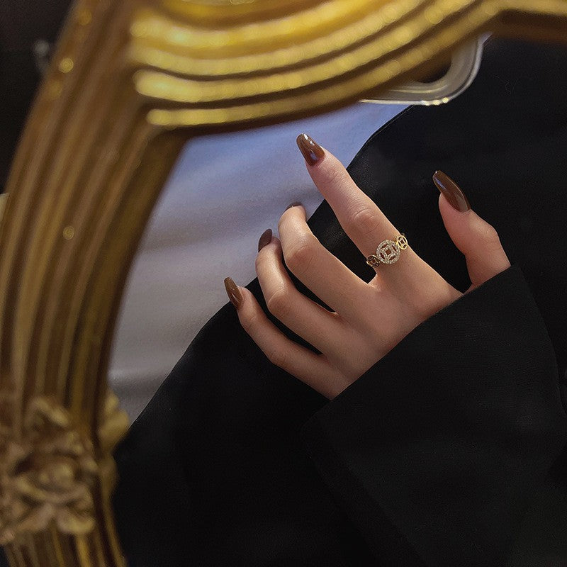 Minimalist Copper Ring with Plated Finish and Coin Design for Women, Adjustable Open Band Fashion Jewelry