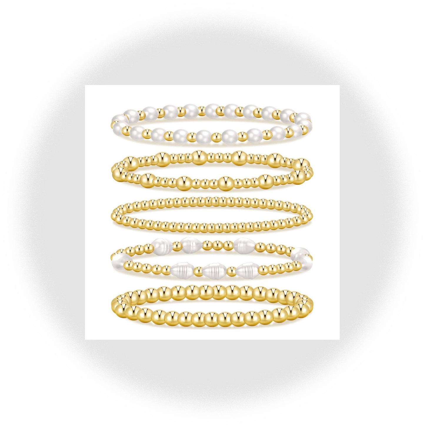 Minimalist Geometric Gold Plated Hematite Pearl Beaded Bracelet for Women