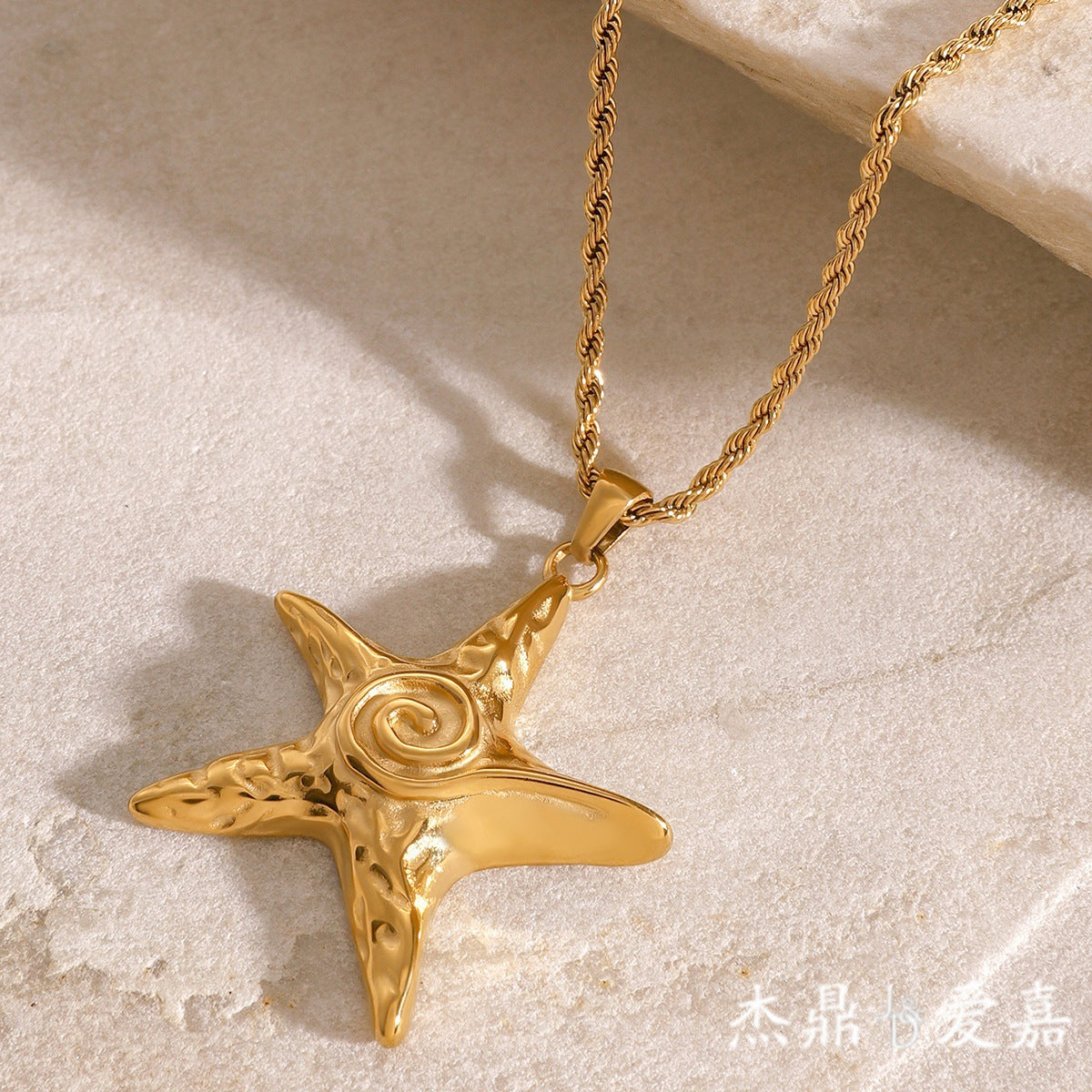 Stainless Steel Plated Starfish Pendant Necklace Titanium Steel Chain for Women