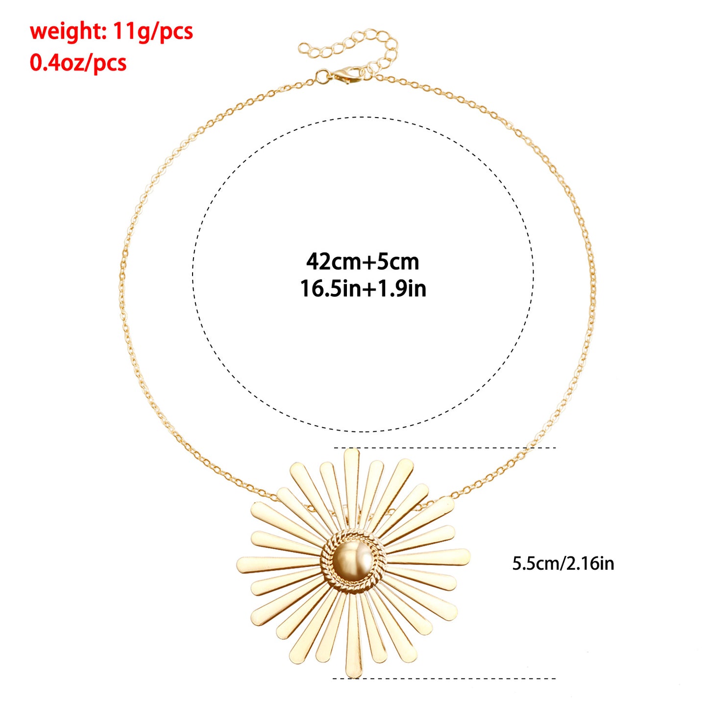 Collar con Colgante de Girasol Minimalista en Aleación con Acabado Pulido para Mujer