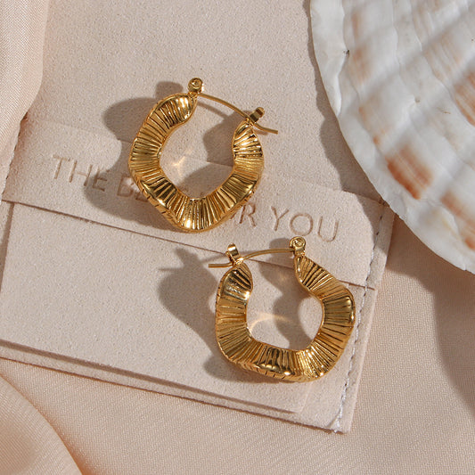 Pendientes de acero inoxidable geométricos irregulares de moda para mujer con baño de oro de 18 quilates