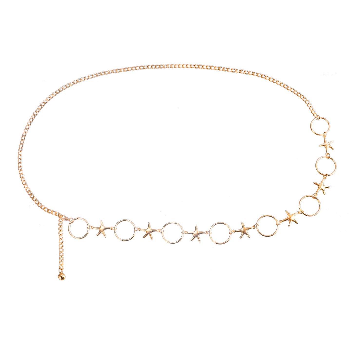 Punk Style Starfish-Shaped Metal Body Chain for Women with Interlocking Circular Design Summer Waist Jewelry