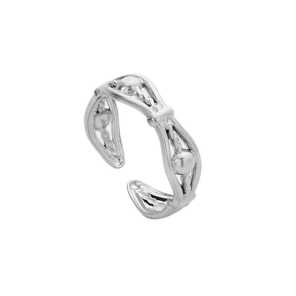 Minimalist Geometric Heart Plated Stainless Steel Adjustable Ring for Unisex