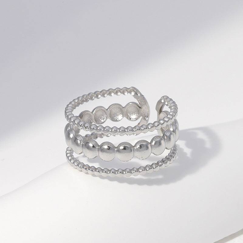 Anello da donna regolabile geometrico minimalista in acciaio inossidabile con placcatura in oro 18 carati