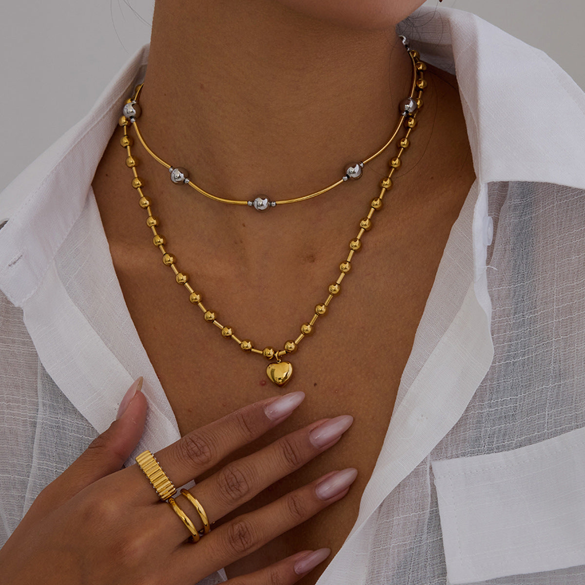 Minimalist Elegant Heart Stainless Steel Plated Necklace for Women