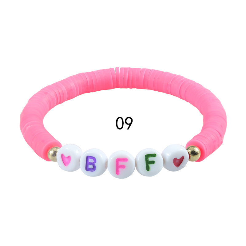 Sweet Letter Resin Beaded Stretch Bracelet Unisex