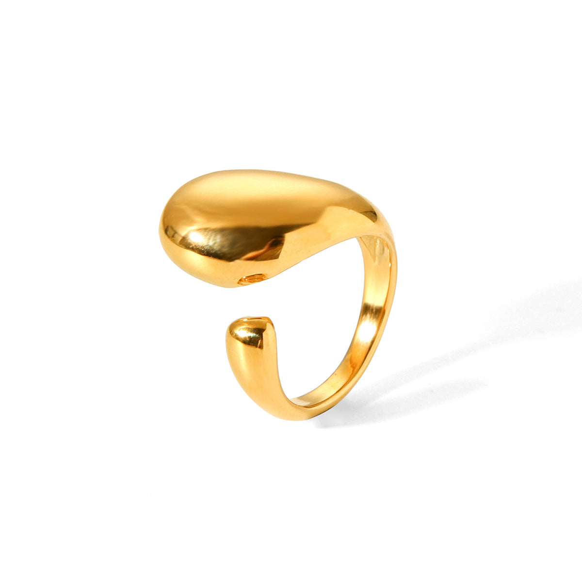 Anello aperto geometrico minimalista in acciaio inossidabile placcato oro 18 carati, gioielli alla moda da donna
