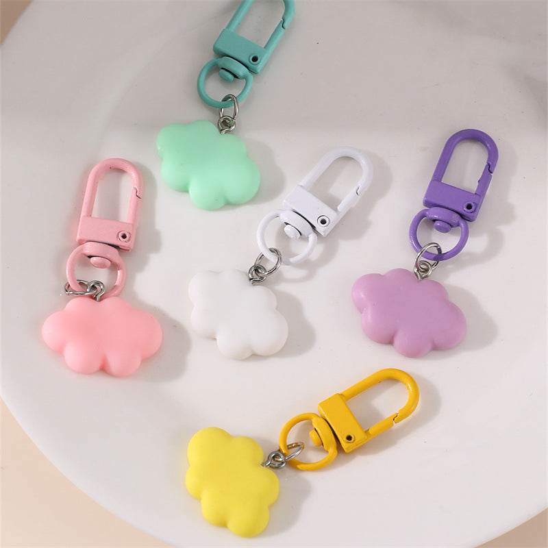 Lindo llavero giratorio de metal con nudo de nube de flor de macaron de dibujos animados para regalos de graduación y cumpleaños de profesores
