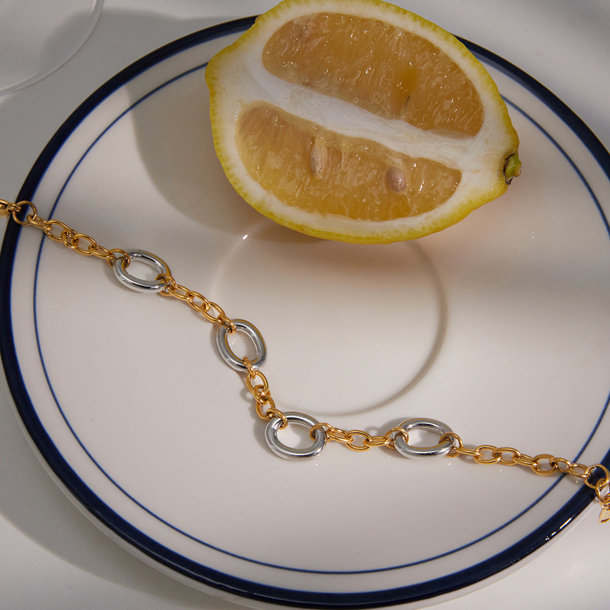 Geometric Round Stainless Steel Plated Bracelet for Women