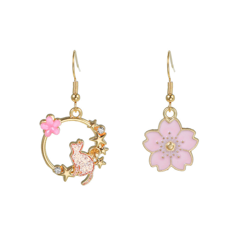 Cute Cartoon Cat Flower Bee Astronaut Stud Earrings for Women Alloy with Plating Finish Geometric Design