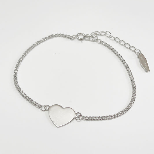 Pulsera minimalista de cadena de serpiente con corazón chapado en plata de ley 925 para mujer