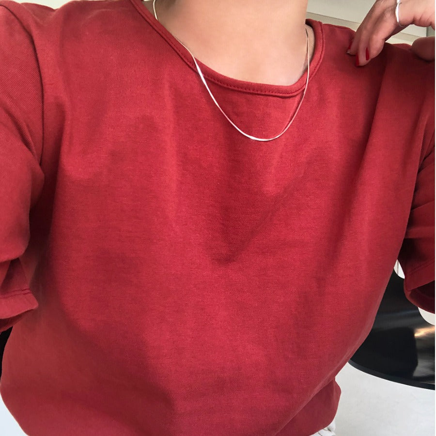 Collana Minimalista a Catena Serpentina con Motivo Geometrico in Argento Sterling 925 Placcato