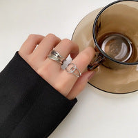 Minimalist Geometric Round Plated Alloy Ring Set for Women