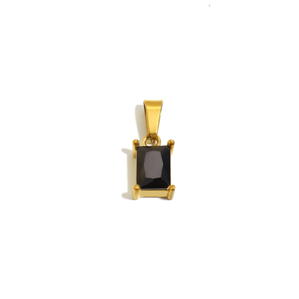 Colgante Minimalista Geométrico de Zirconia Rectangular para Mujer, Acero Inoxidable con Baño de Oro de 18K