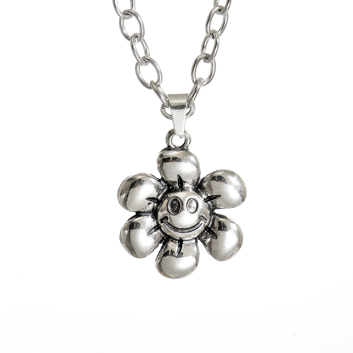 Collana Punk Vintage a Croce con Teschio e Ciondolo a Cuore in Lega con Finitura Galvanica per Donna e Uomo